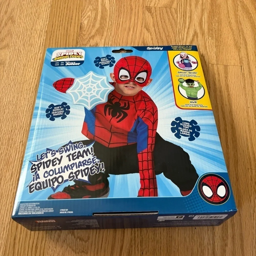 Spidey and His Amazing Friends Dress Up Set NEW 3T-4T Mask Shield Toddler - Picture 3 of 3